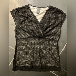 Ann Taylor Petites Women’s SP Elegant Black Sheer Women's Top